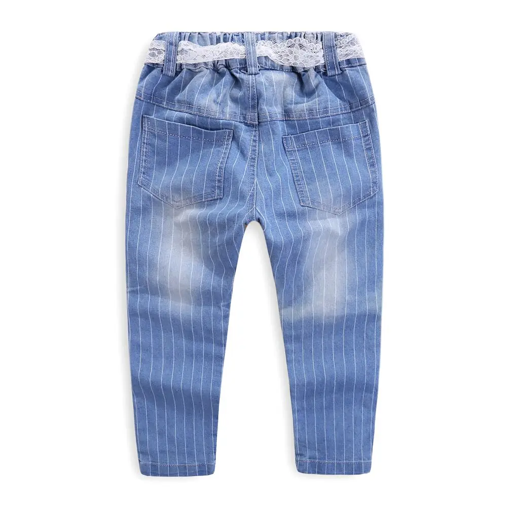 
ShiJun kids clothing 2020 Spring Lace Belt Striped Girl Jeans Kids 