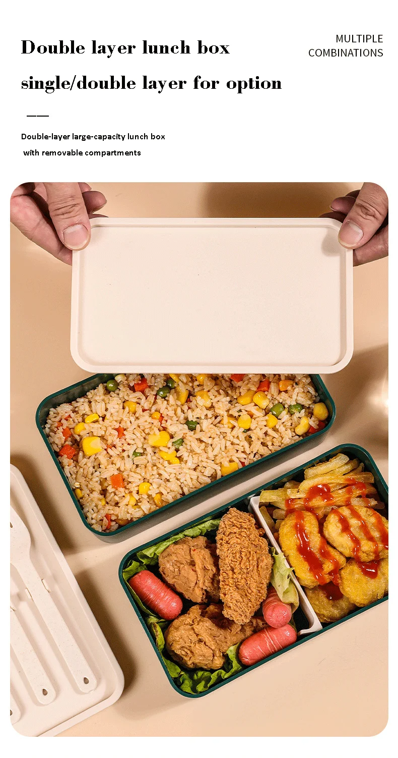 Экологически чистые портативные Ланч-боксы из бамбукового волокна для детей и взрослых