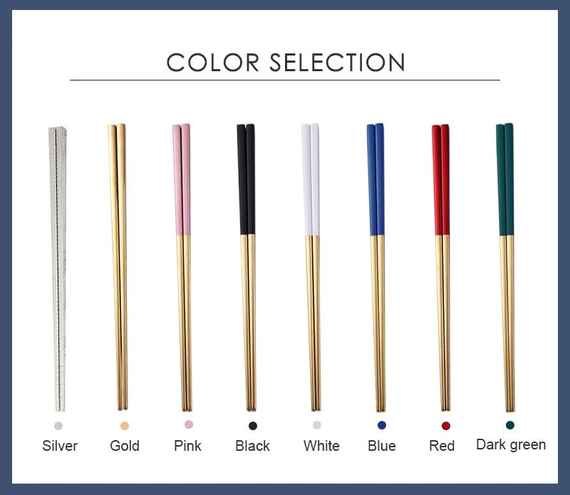 Premium Japanese Inox Diamond Special Blue Metal Chop Sticks Set Gift Box Logo Stainless Steel Cooking Chopsticks