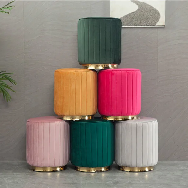 Indoor home furniture new design modern unique velvet ottoman stool chair pouf living Room stool