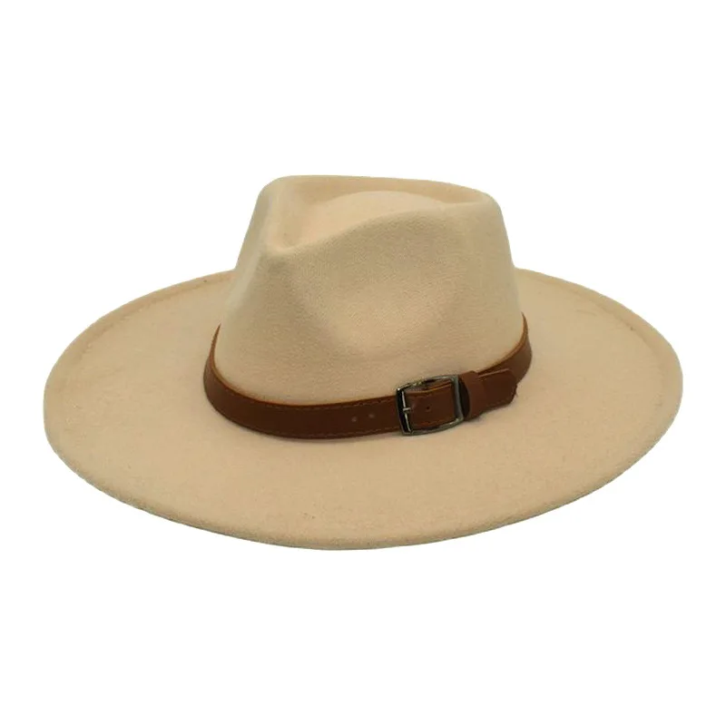Womens Hats Classic Wide Brim Fedora Hat with Belt Buckle Felt Panama Hat Spring Autumn Winter Custom Logo Customized Daily Life