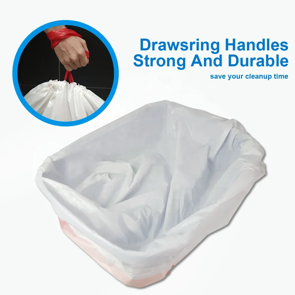 Custom drawstring cat disposable litter bag,cat  litter box lined with waste bag