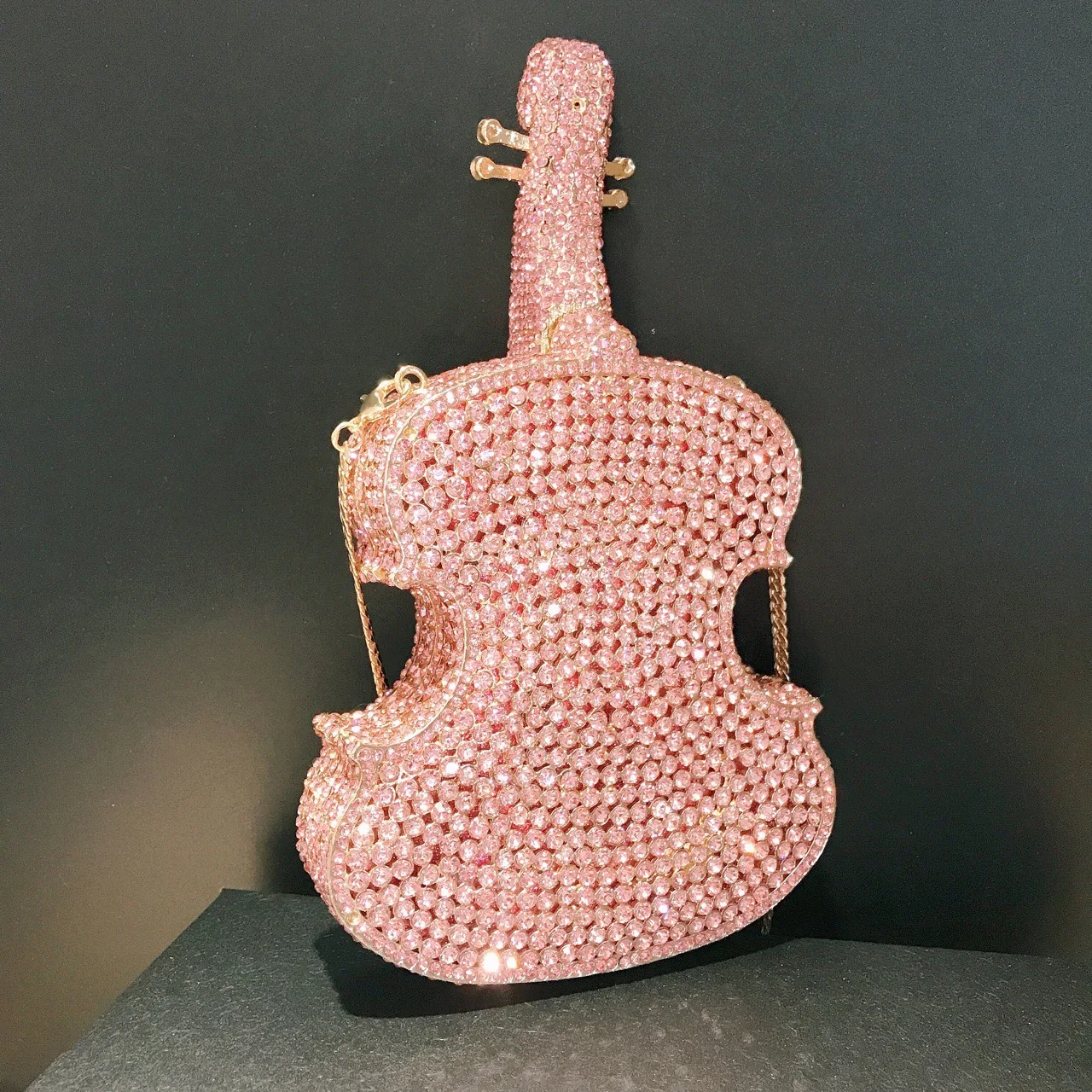 Wholesale Ladies Violin Rhinestone Clutch Handbag Luxury Party Mini Banquet Clutch Bag Evening Wedding Crystal Purse