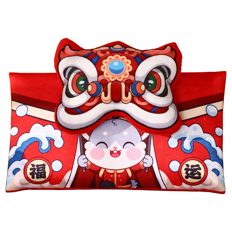 2023 Rabbit Lucky Money Envelop Hong Bao Gift Packets Pouch 3D Chinese New Year Red Envelope with Adjustable Nylon Lanyard