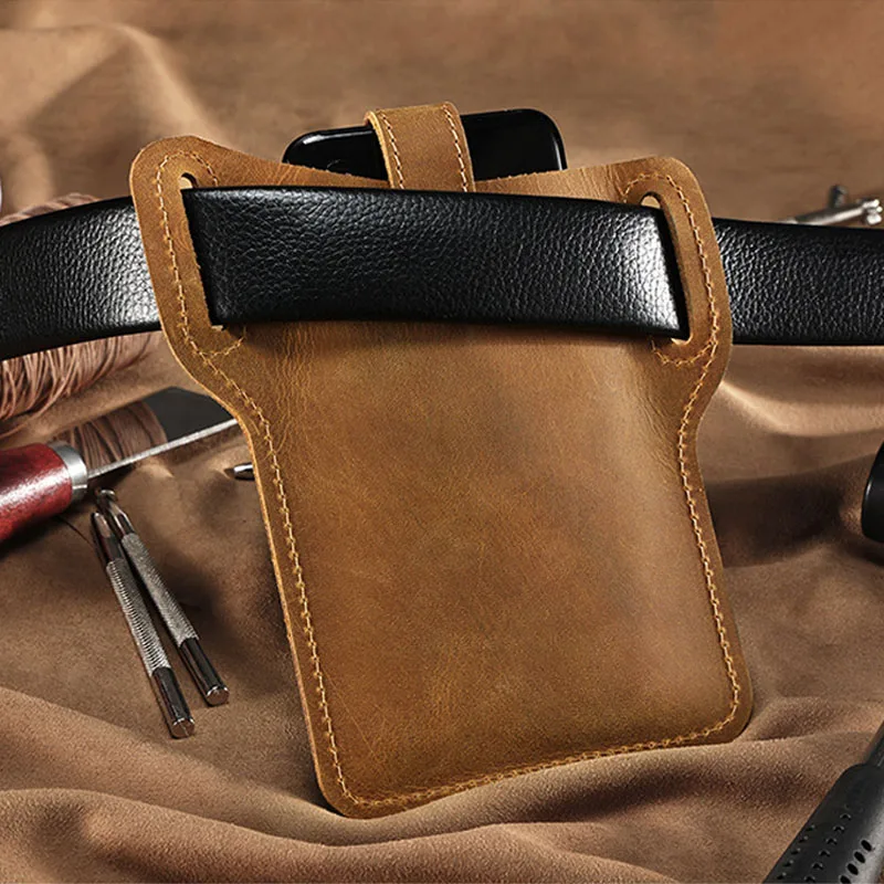 Genuine Leather Male Waist Pack Phone Pouch Bags Waist Bag Quality Cowhide Man Belt Pouch Purse Bag for Phone New