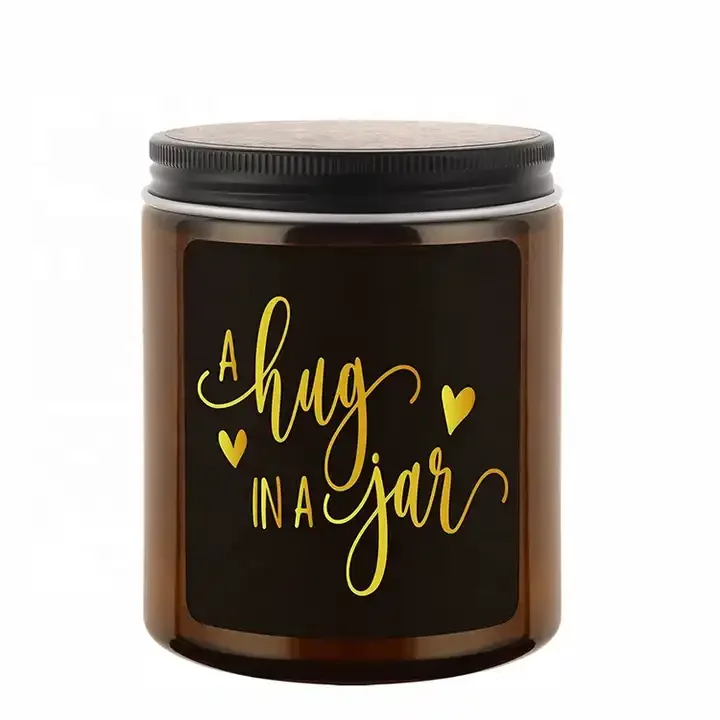 Hot Sale Luxury Brown Glass Scented Candle Jars Unique Glass Jars for Making Candles with Aluminum Lid Soy Wax Candles Glass Jar