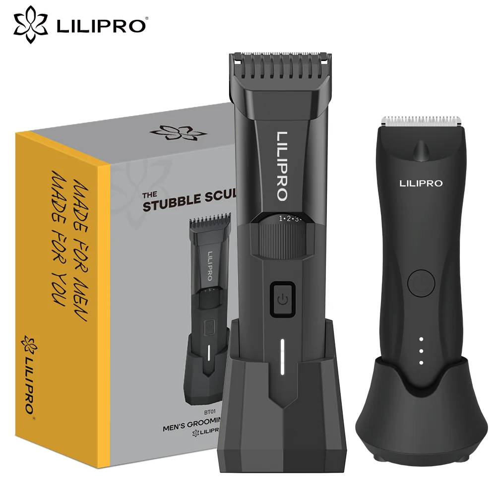 LILIPRO BT01&B9 Adjustable 20 Length Setting Cordless Beard Trimmer With Docking Station Men Intimate Hair Removal Trimmer Kit