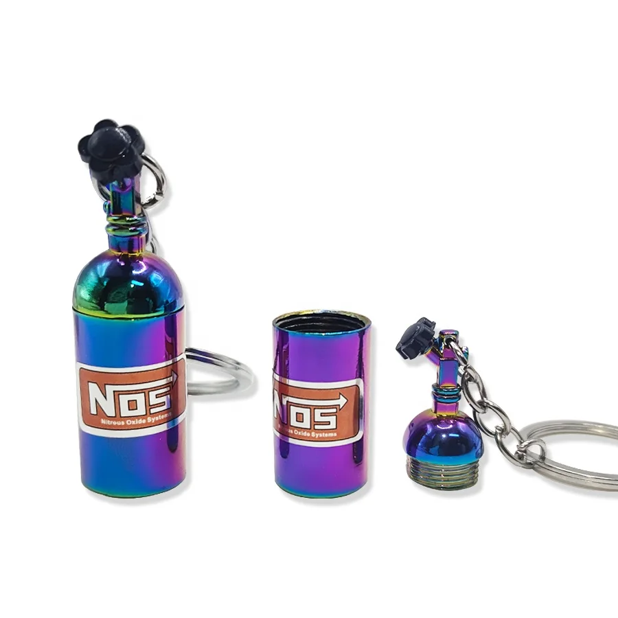 best-selling fashion color nitrous oxide metal nos keychain simulation mini NOS bottle keychain