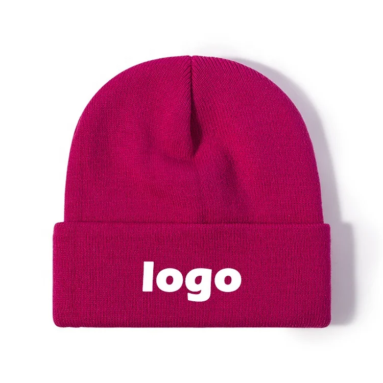 Canada Winter Custom Logo Embroidery Unisex Good Quality Knitted Solid Color Warm Acrylic Hat Beanie