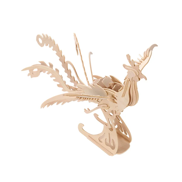 3D DIY Phoenix Puzzle One Piece Phoenix action doll model Wooden Puzzle Dragon and Phoenix chinese Cultural Customized kids Toys
