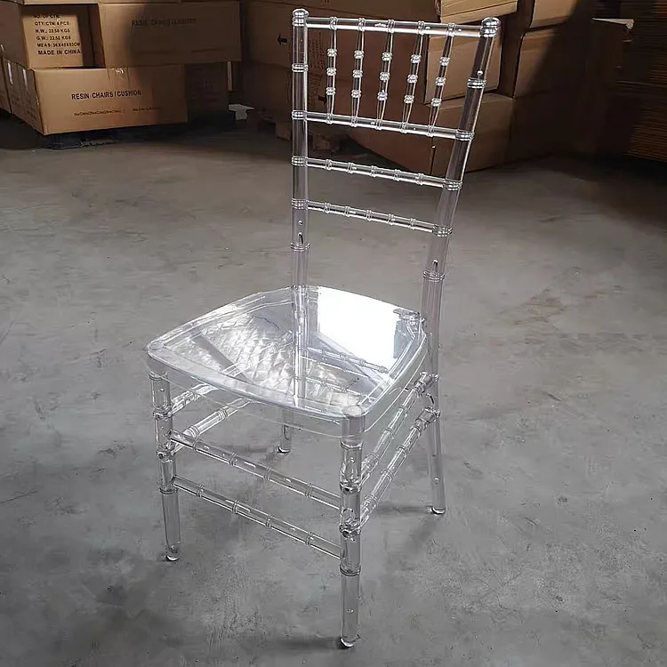 Modern Wholesale Transparent Crystal Hotel Banquet Napoleon Plastic Acrylic Tiffany Wedding Clear Chiavari Chair for Events