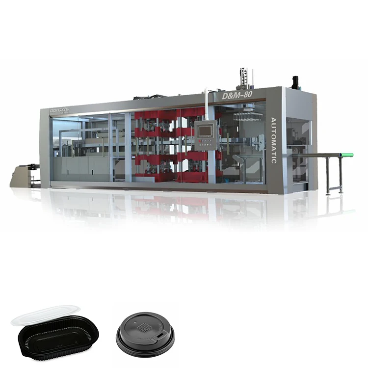 DM4-80 4 station Automatic PET plastic packaging tray container thermoforming machine