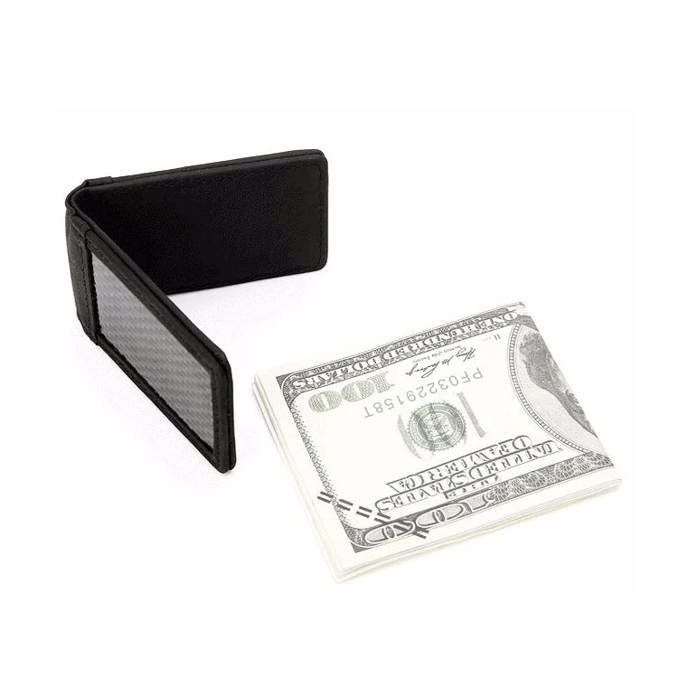 High Quality Genuine Leather Money Clips Card New Arrive Carbon Fiber Leather Card Holder