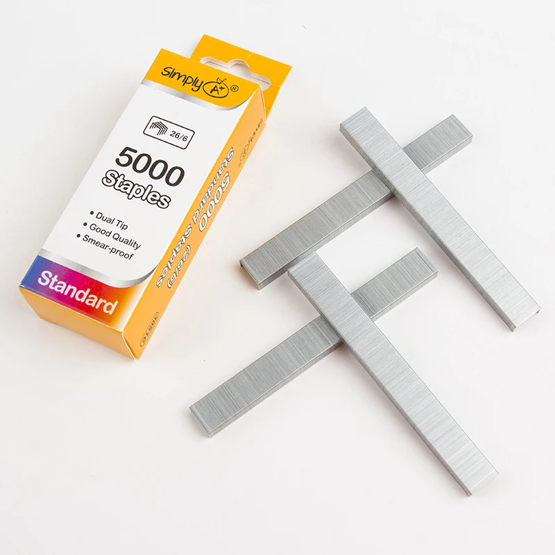 Professional manufacturer for 26/6-5M office staples in galvanized wires