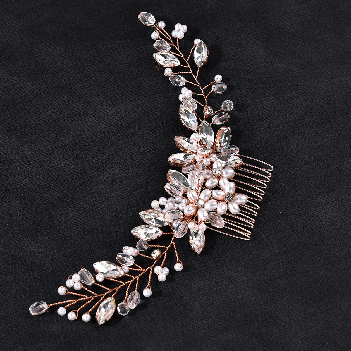Rhinestones Pearls Flower Hair Comb Bridal Headpieces Hair Accessories Bridesmaid Tiara Wedding Hair Jewelry