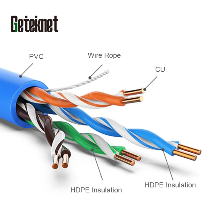 GETEKnet ethernet cable 30m 305m cat6 cable drum blue cat6 cable full copper 23 awg for outdoor indoor