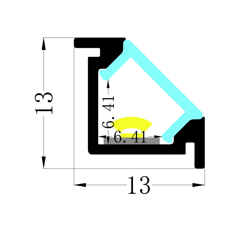 13*13MM F-009 1M 2M 3M Aluminium Profile For LED Lighting Strip Indoor Recessed Aluminum Standard Led Strip Light Profiles