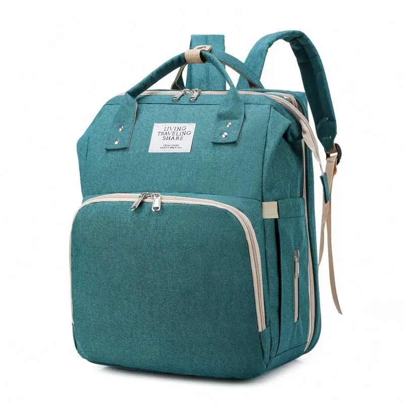 Wholesale Hot Travel Multifunctional Mom Backpack Folding Crib Usb baby diaper Bag With changing bed