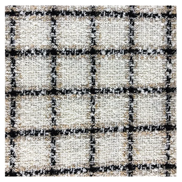 Оптовая продажа от производителя, хорошее качество, современный дизайн из полиэстера Добби, твидовая ткань, 10% шерсть, 90% поли для платья, одежды