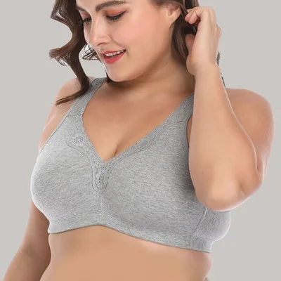 
2020 New Seamless Fat Women Big cup Wireless lace bra 