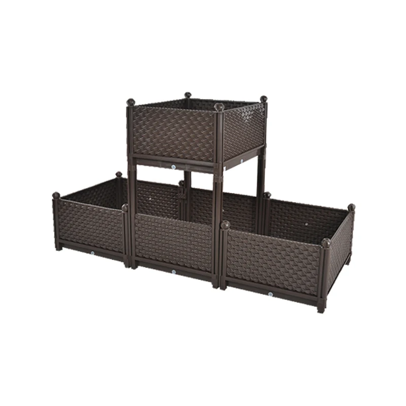 
High Quality Plastic Square Stackable Raised Garden Bed planter box Garden Bed Plant 
