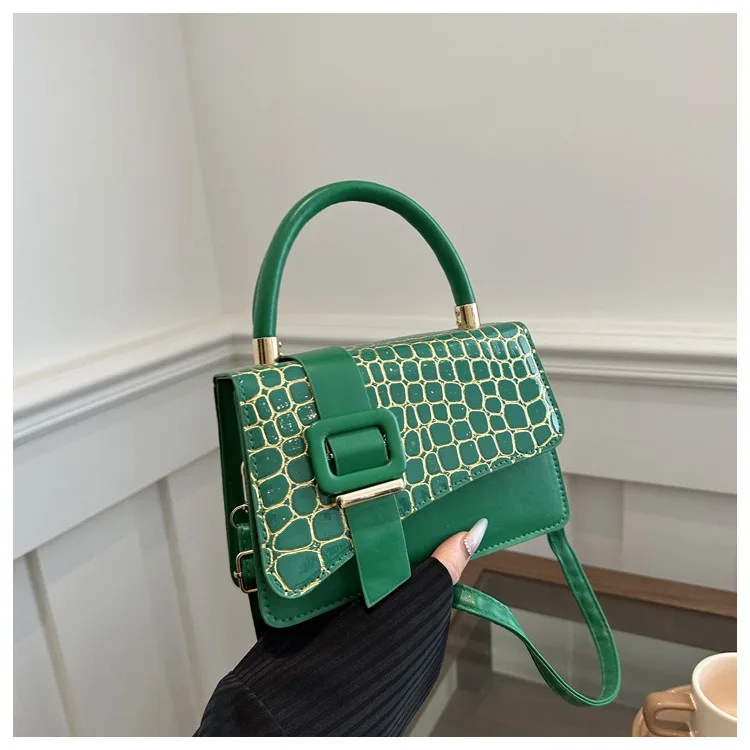 2024 New Designer Woman Handbag Simple Stone Pattern Square Bags Ladies PU Leather Shoulder Bag