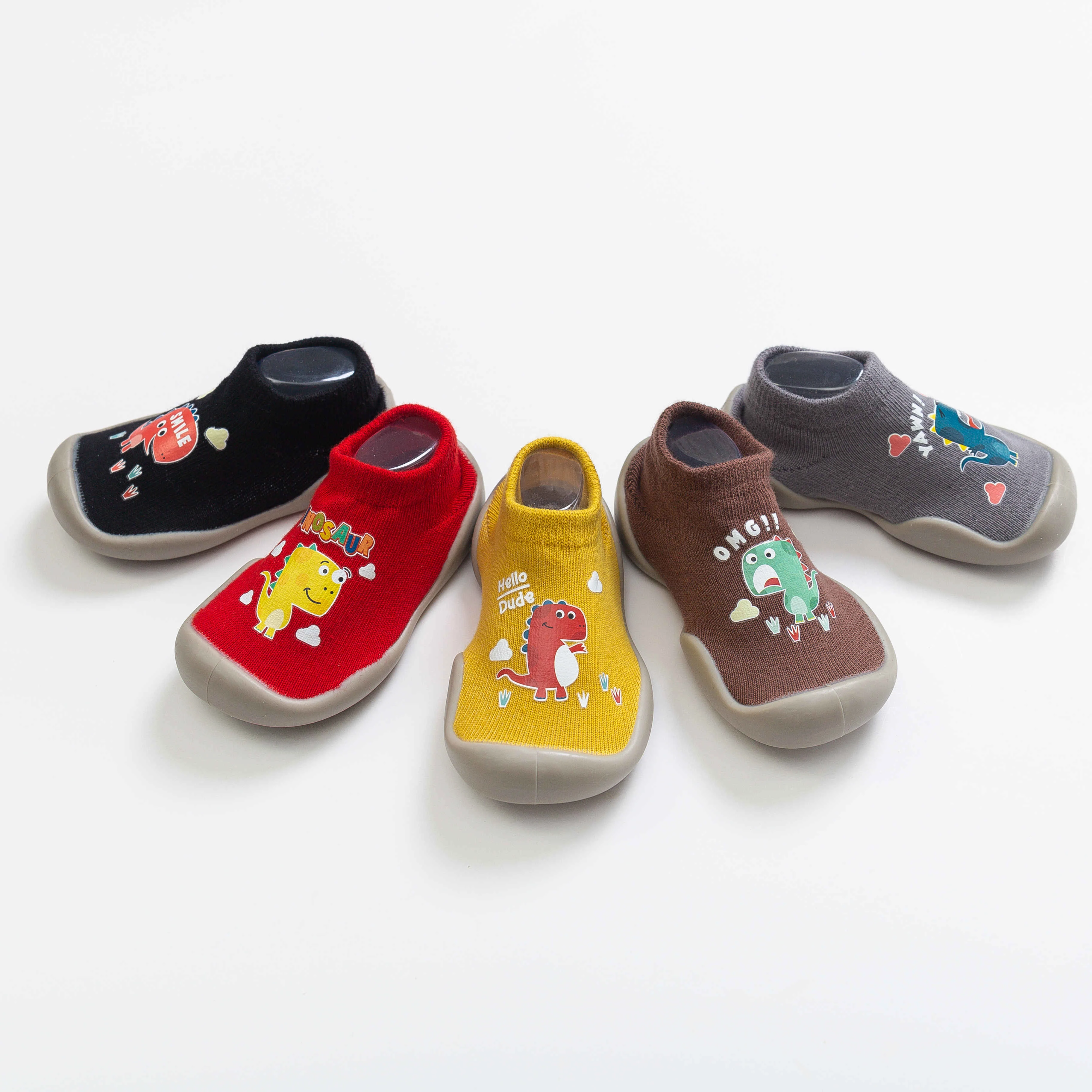 XL-2006 dinosaur baby shoe socks Toddler  Non Slip Antislip Rubber Sole Shoe Socks