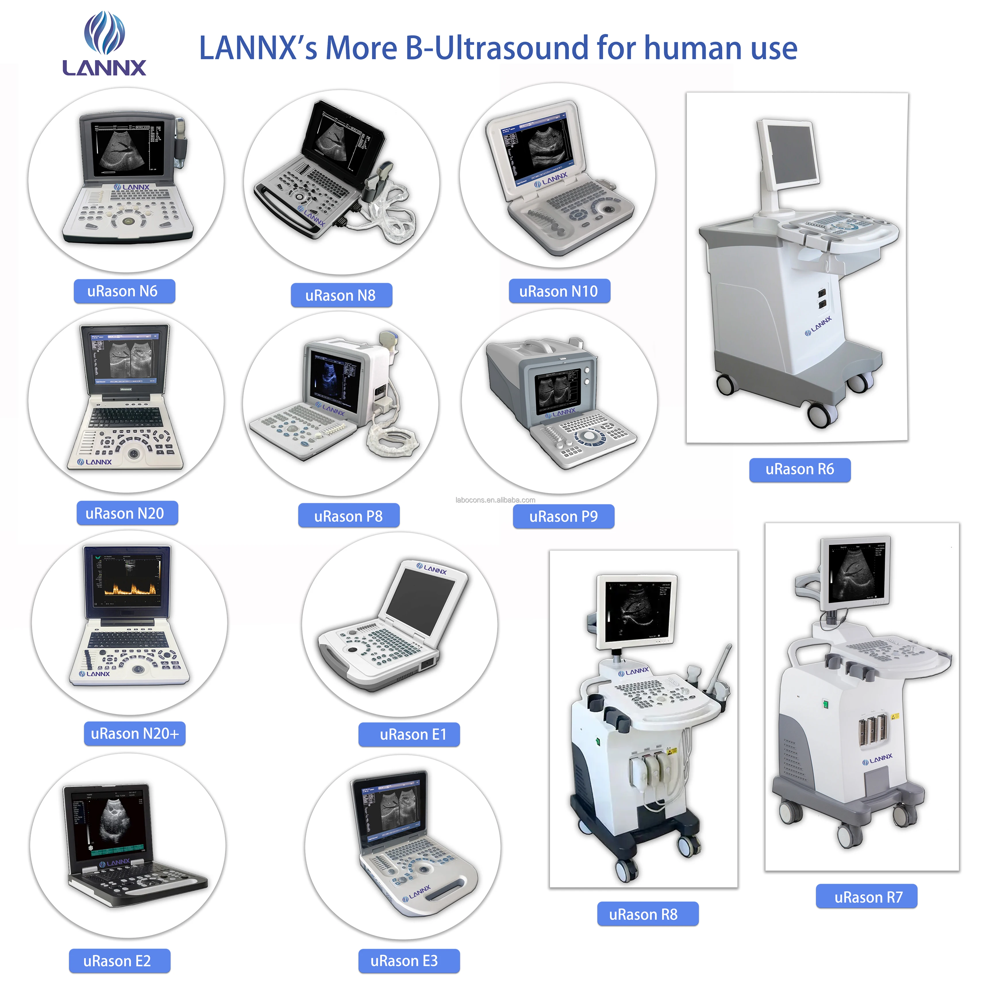 LANNX uRason N20+ Customized Ecografo ultrasound color ultrasonic digital portable usg Ob Gyn Laptop Digital Ultrasound machine