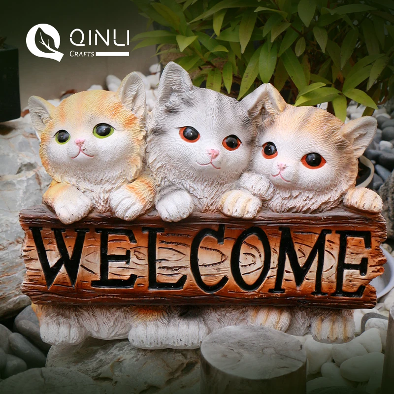 Hot sales high quality Animal yard Decor Outdoor waterproof Resin crafts Home Decoration Cat sculpture Garden Ornaments