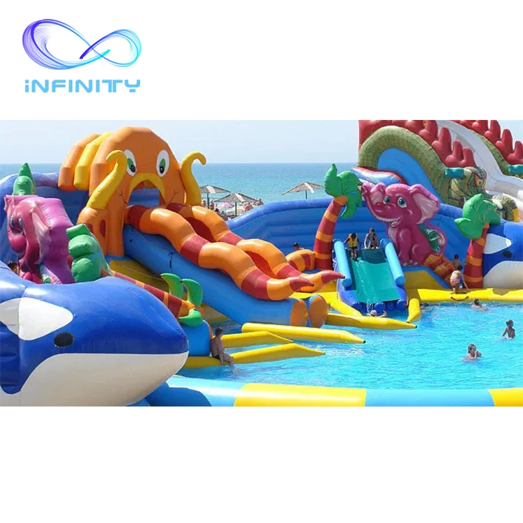 Hot selling Amusement inflatable park summer swimming pool water park outdoor inflatable water park for adults
