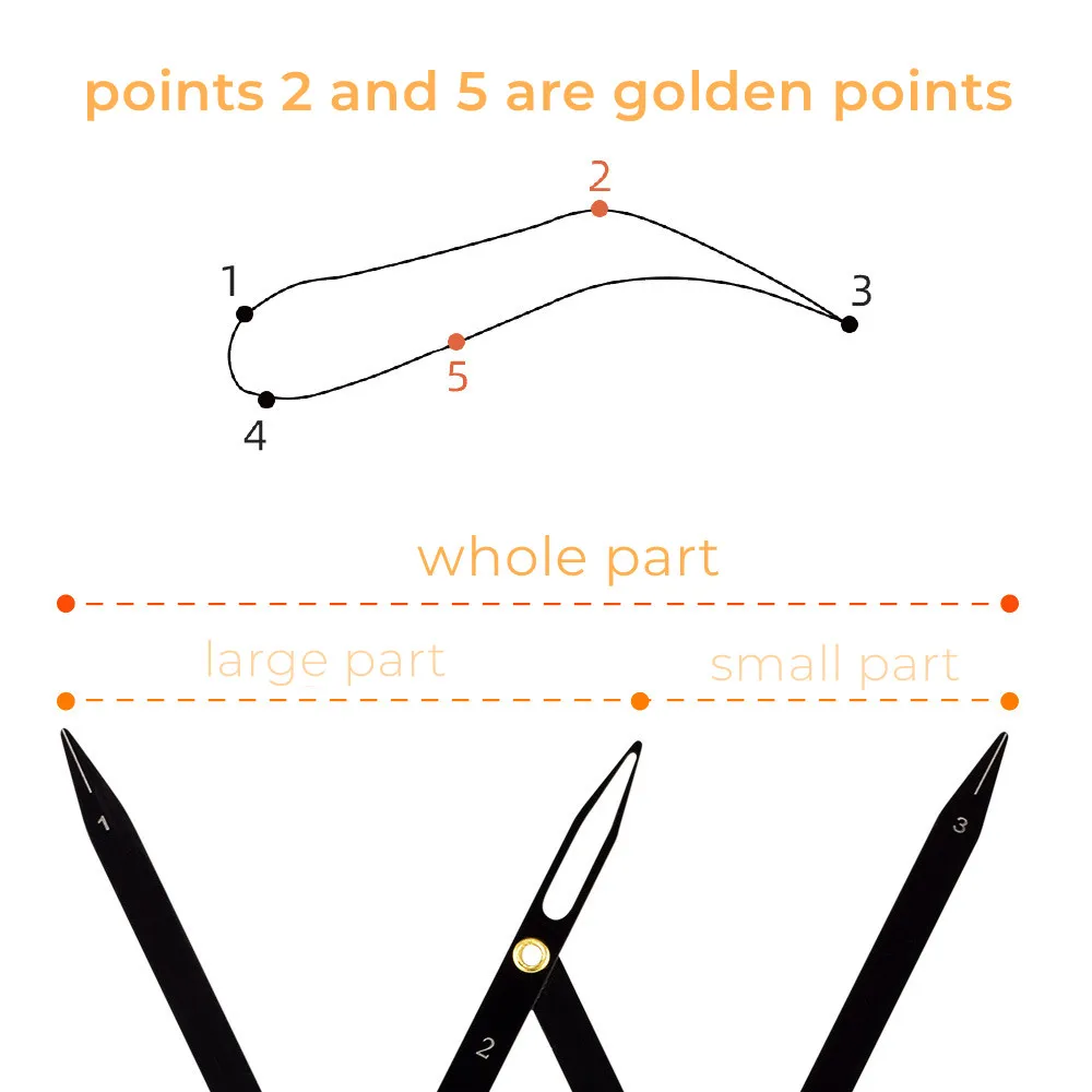 Permanent Makeup Eyebrow Microblading Stencil Ruler, Stainless Steel Golden Ratio Eyebrow Divider Ruler