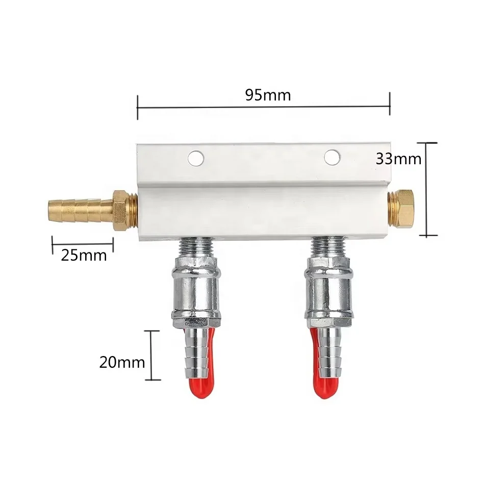 Homebrew Draft Beer Splitter Gas Air CO2 Regulator Distributor Dispenser Manfold with mini gas valve