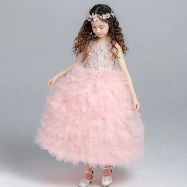 Baby Frock Design Girls Ball Gown Puffy Flower Girls Ball Gown
