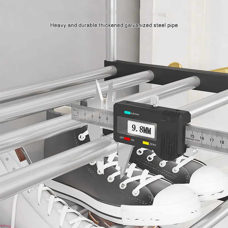 4 to 6 Layers of Plastic Connectors Galvanized Steel Pipe Folding Shoe Rack  Multi-level Armrest Shoe Rack