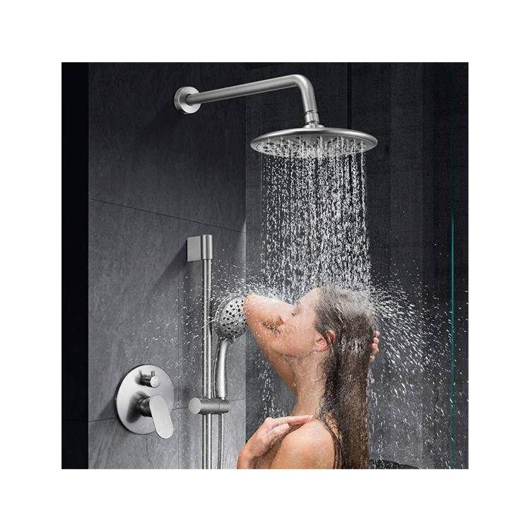 In-wall Installation Nickle Polished Brass shower system set hot and cold shower mixer  set for bathroom