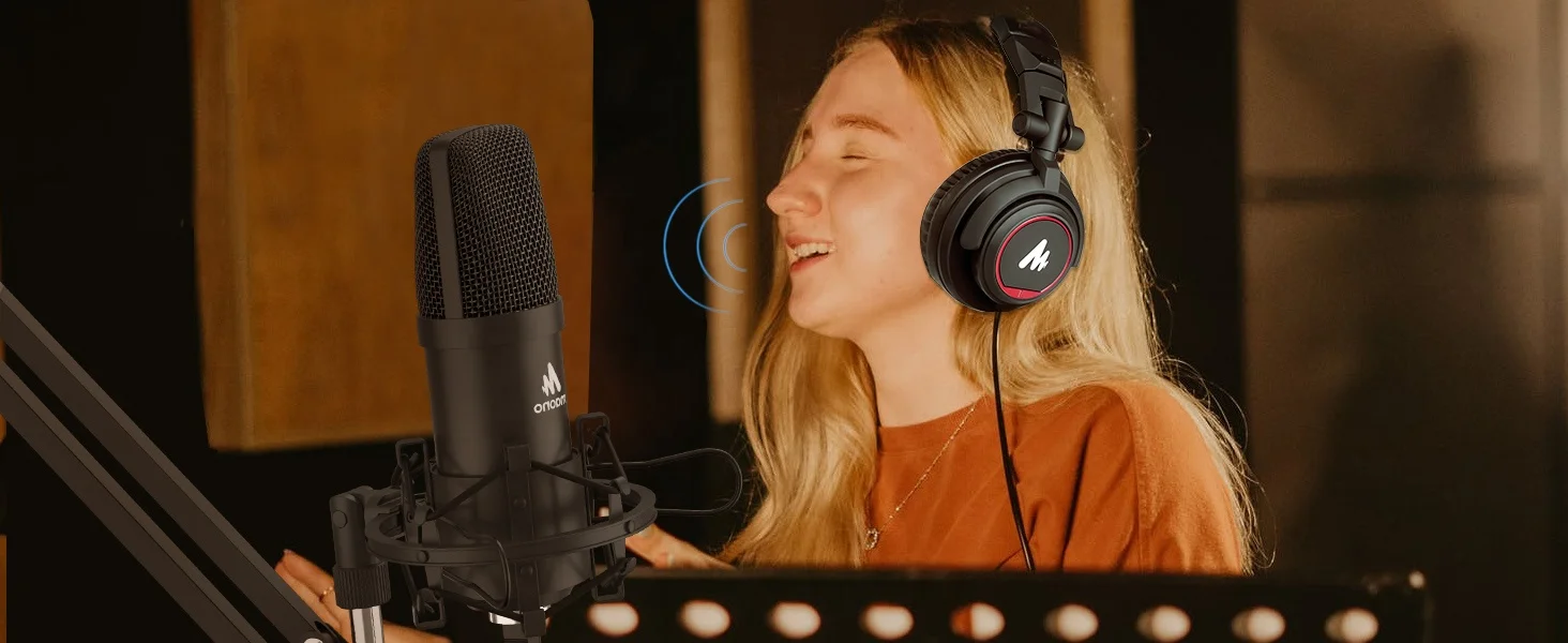  Компьютерный микрофон Студийный конденсаторный для подкастов с наушниками DJ функцией монитора