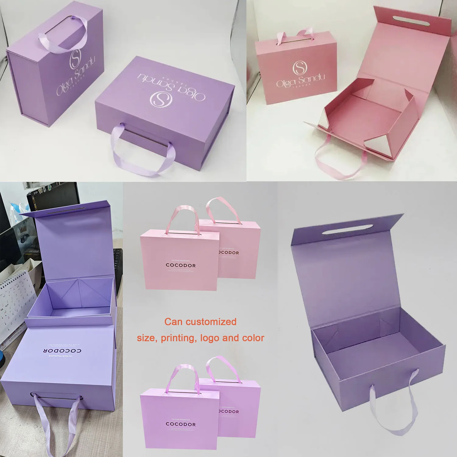 Good quality factory directly Pink Luxury Custom Printing Matt Cardboard Magnetic paper Bag gift box for Baby Clothes Packaging