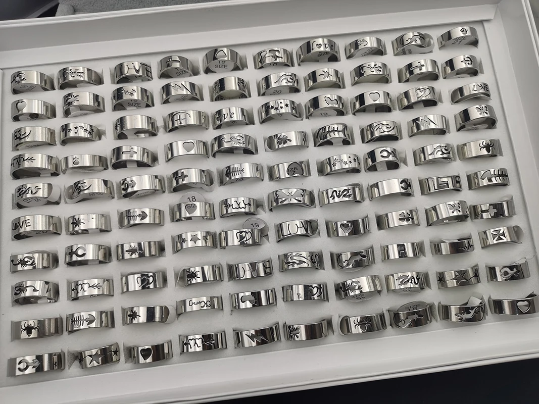 high quality Stainless Steel Finger Ring mixed colors 100PCs/Box