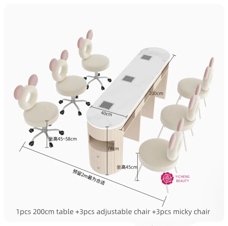 Yicheng beauty hot selling marble manicure table and chair economy style manicure table backrest chair sofa combination for sale