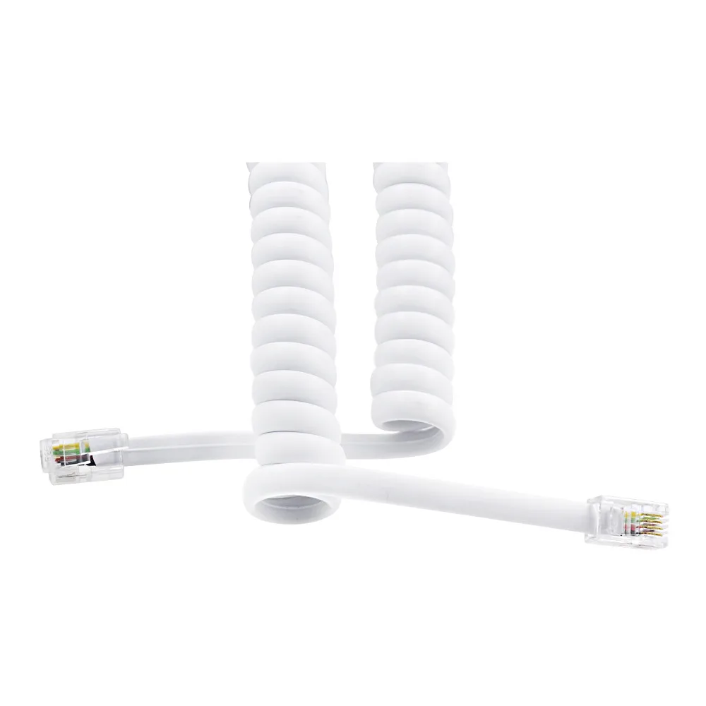 RJ9 4P4C Connector 4 Core PVC/PU Spiral Coiled Telephone Cable