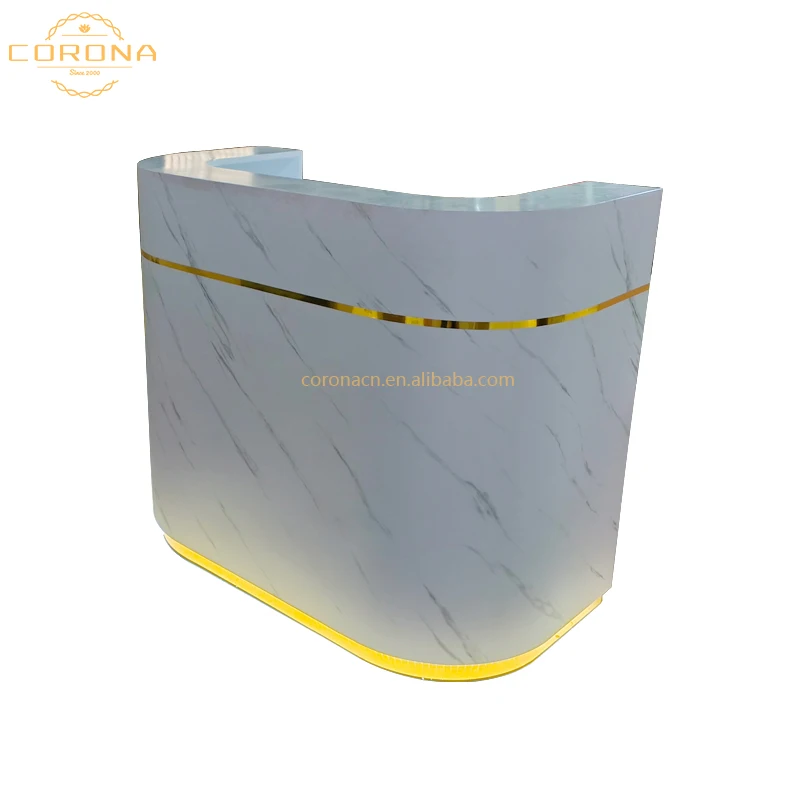 White Reception Desk Beauty Salon Furniture Small Front Desk Receeption Counter