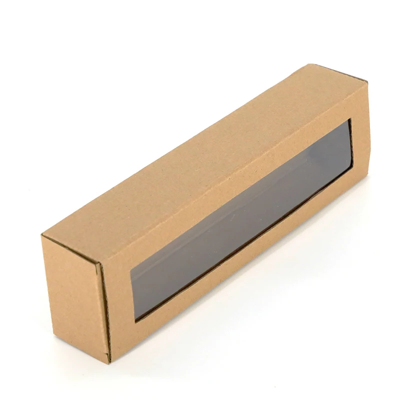 Custom size Plain F flute corrugated paper box with PVC window for cosmetics