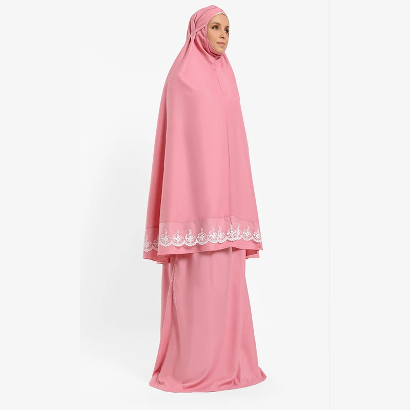 Muslim 2 Peices Set Ladies Factory New Stone Design Pictures Abaya Avec Franches Les Nouvot Douba Tudung Malaysia Women 1pcs/bag