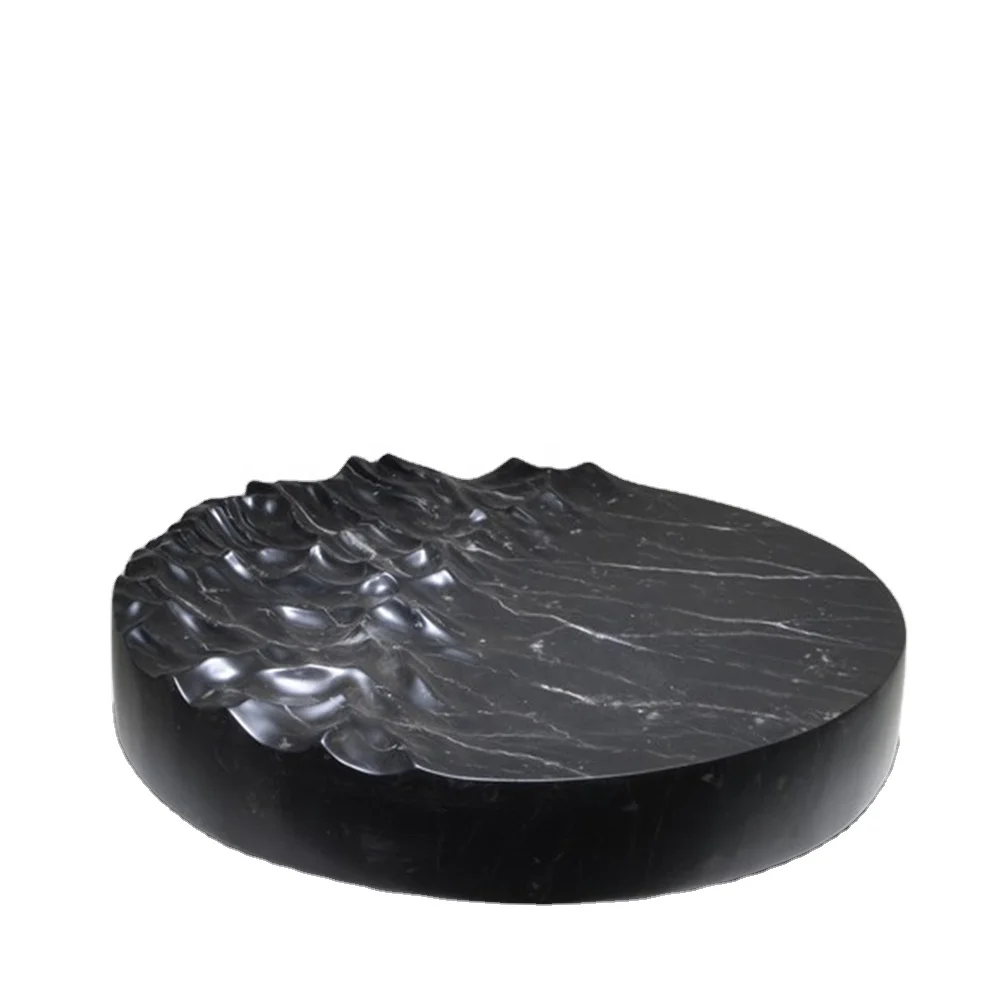 Custom Modern Handmade Black Abstract stone Ink Tray Art Table Sculpture