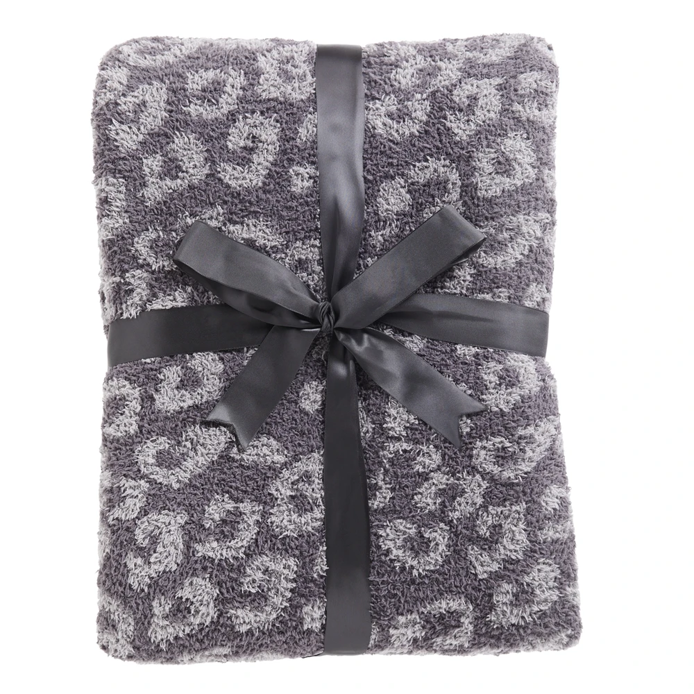 cozy knit leopard luxury 100% polyester new tech ultra soft warm winter throw blanket