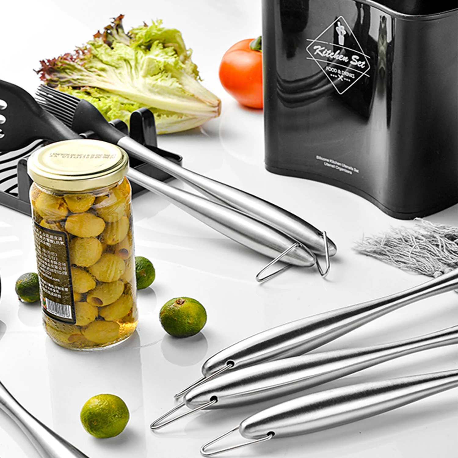 Stainless Steel 12Pcs In 1 Kitchen Gadget Set Cookware Home Silicone Kitchen Utensils Set with Metal Handles