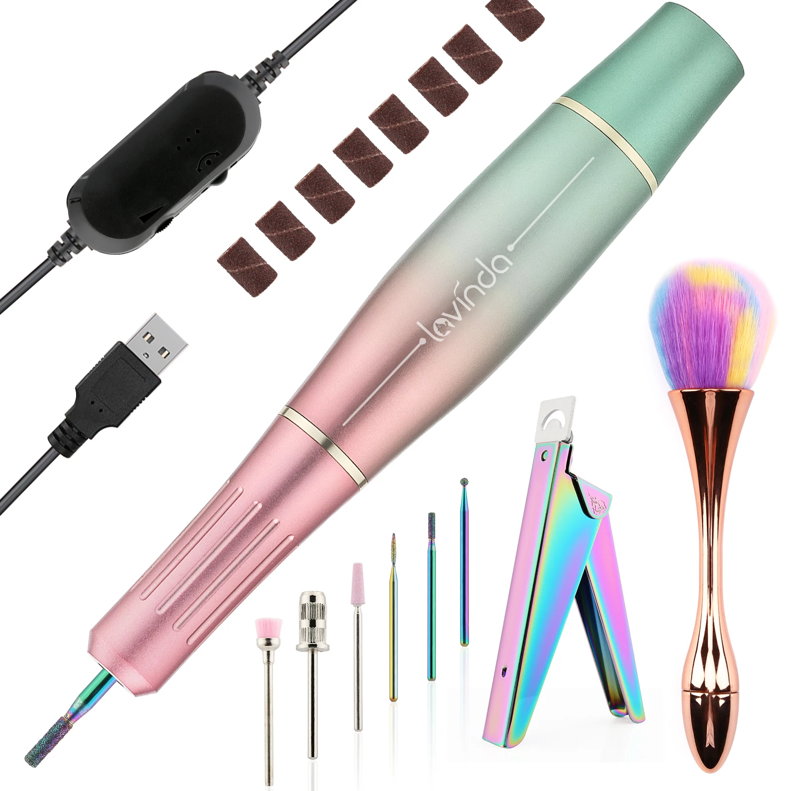 Professional Manicure Pedicure Drills for Acrylic Nails Gel Polishing Shape Tools with Bits and Sanding Bands Efile Nail Drill K