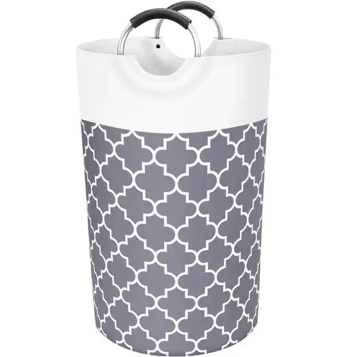 Custom Pattern Large Washing Basket with Extended Handle Waterproof Laundry Hamper Collapsible Laundry Basket