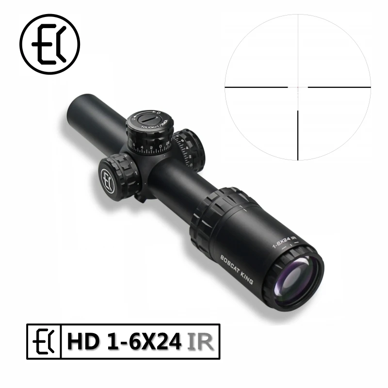 HD 1-6X24 IR LPVO Tactical Spotters Scope Waterproof Optical Sights Red Illumination Wide Field View Adjustable Compact Hunting