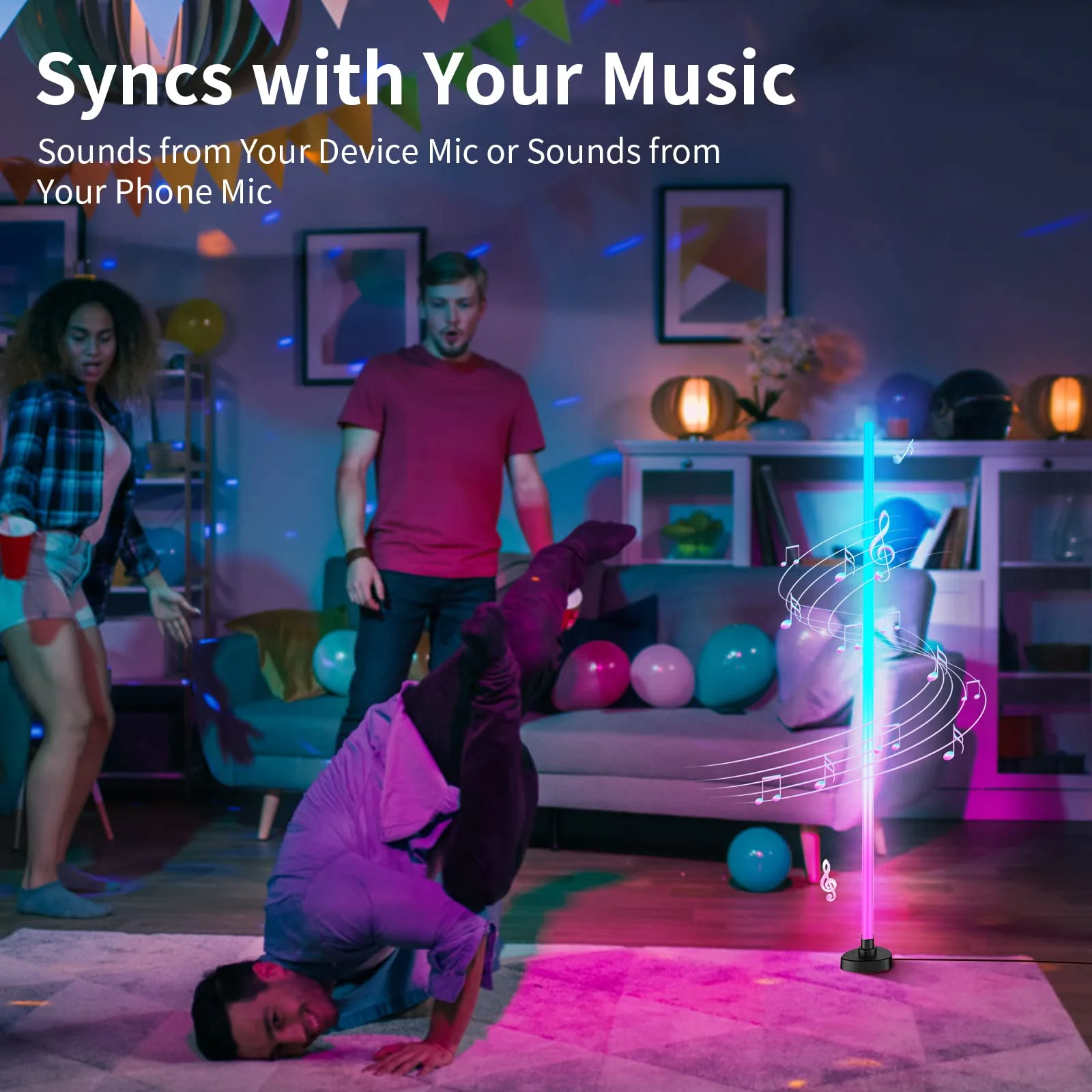 Living Room Lamp Intelligent Remote Led Light Stereo Voice Control Lights Decoration RGB Floor Lamp